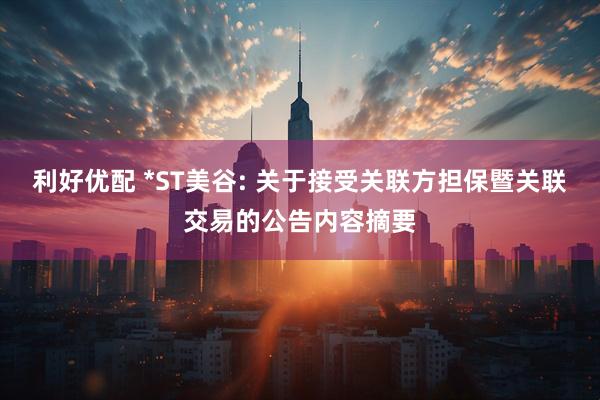 利好优配 *ST美谷: 关于接受关联方担保暨关联交易的公告内容摘要