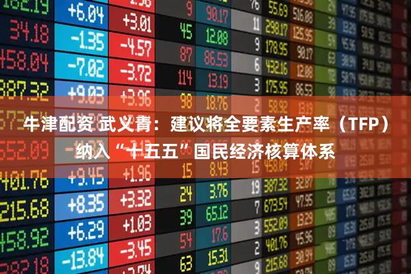 牛津配资 武义青：建议将全要素生产率（TFP）纳入“十五五”国民经济核算体系